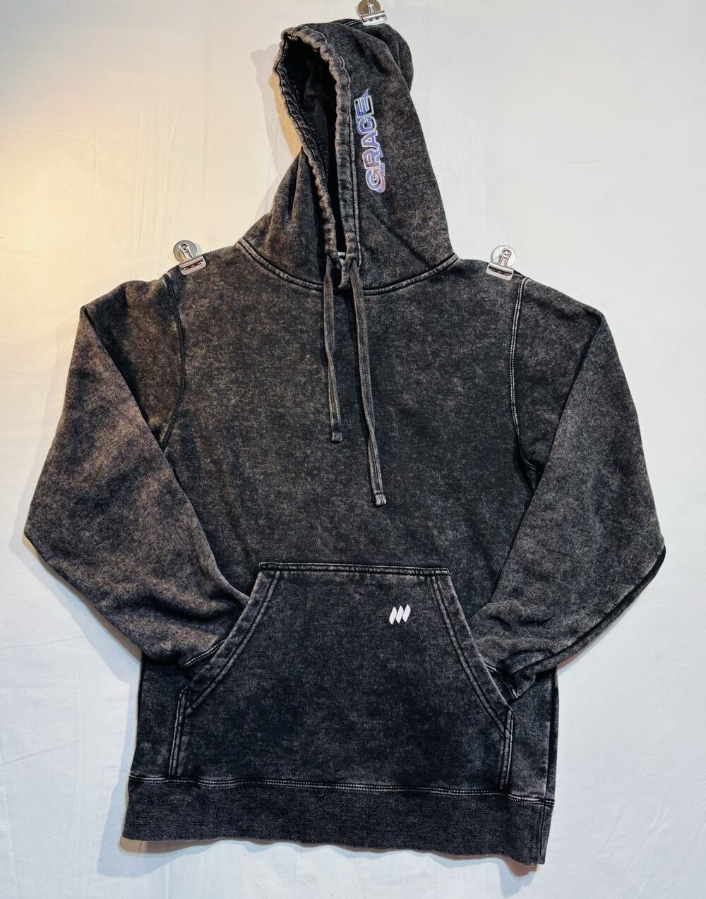 Life.Church Worship Grace Upon Grace Hoodie Black Acid Wash Size S Pullover